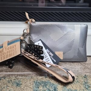 Consuela Diego Star Canvas Wristlet with Natural Leather Accents